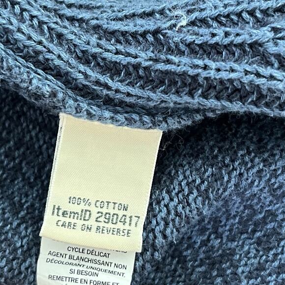 LL Bean Womens Ribbed Cotton Knit Open Front Shawl Cardigan Size S Blue Preppy - Picture 7 of 7